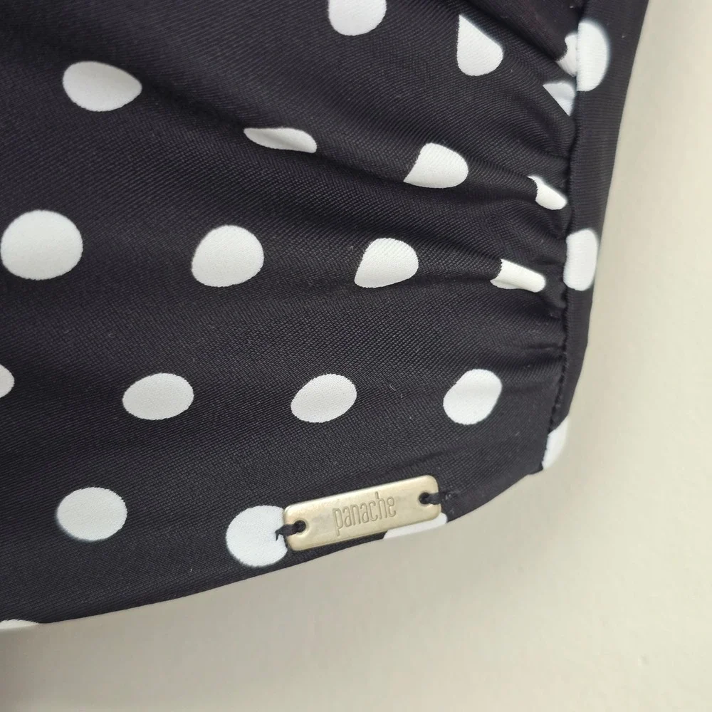 Panache Anya Spot Bandeau Bikini Top Womens 36E Black Polka Dot Retro Swimwear - Picture 6 of 13